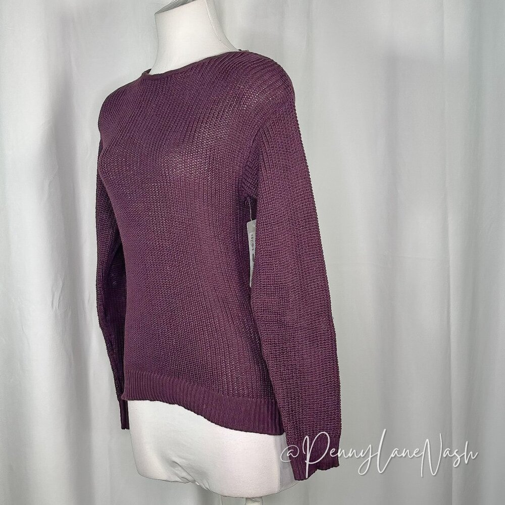 Lizard Thicket Lace Up Back Sweater Size Small Dark Plum - Picture 3 of 11